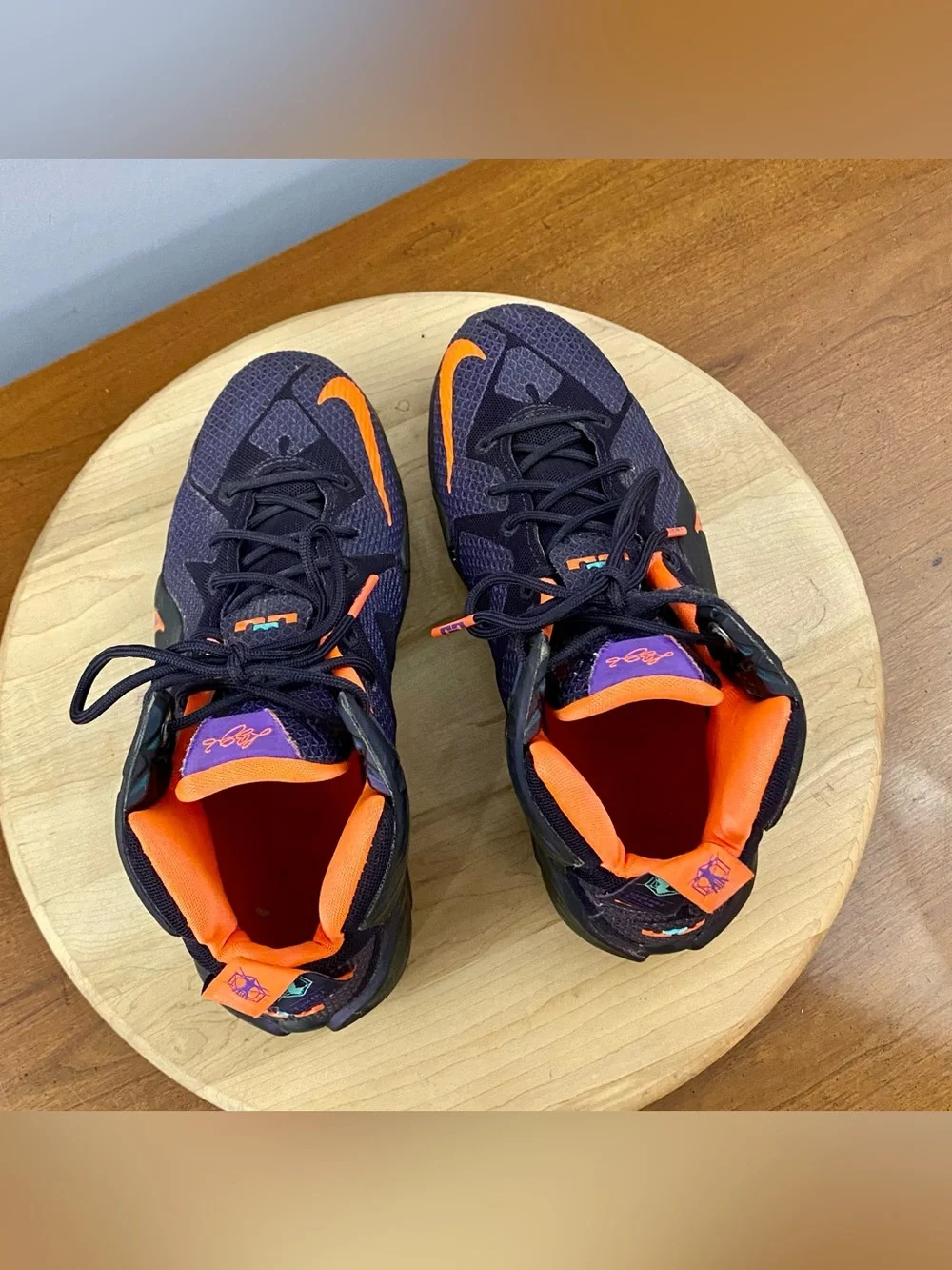 Nike LeBron 12 XII Instinct GS‎ Purple Orange Basketball Shoes 685181-500 Sz 7Y